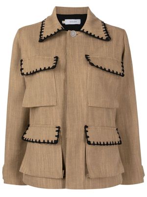 Isolda Lupa stitched-edge cotton-blend jacket - Brown