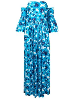 Isolda Maria floral-print off-shoulder dress - Blue