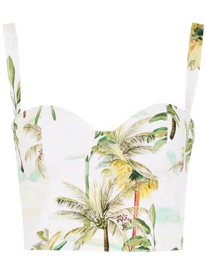 Isolda palm-tree print corset top - Neutrals