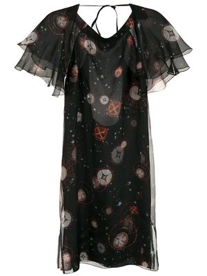 Isolda ruffle-sleeve dress - Black