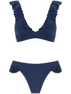 Isolda ruffle-trimmed bikini set - Blue