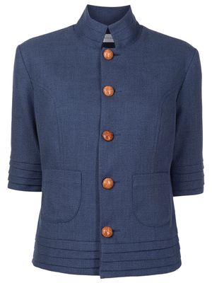 Isolda stand-up collar fitted jacket - Blue
