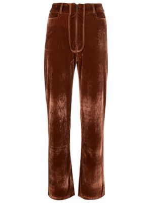 Isolda Susan velvet straight-leg trousers - Brown