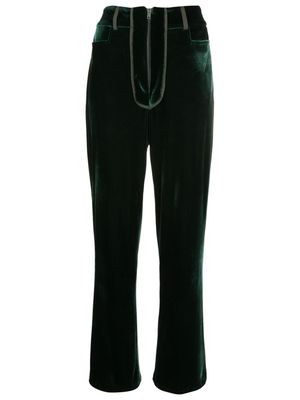 Isolda Susan velvet straight-leg trousers - Green