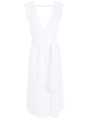 Isolda V-back cotton dress - White