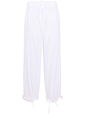 ISOSCELES sheer-mesh ruffle-trim trousers - White