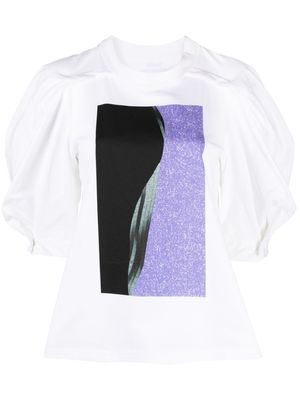 Issey Miyake abstract-print cotton T-shirt - White