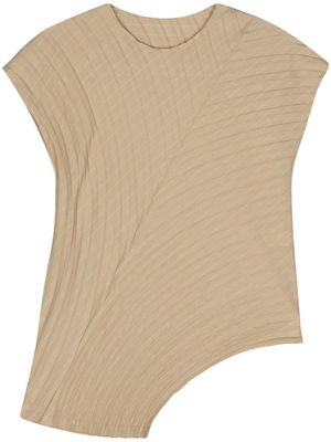 Issey Miyake Curved Pleats striped blouse - Neutrals