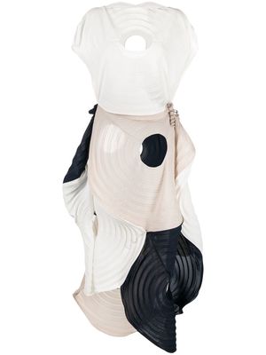Issey Miyake cut-out detailing panelled dress - White