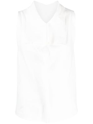 Issey Miyake draped-detail sleeveless knit top - White