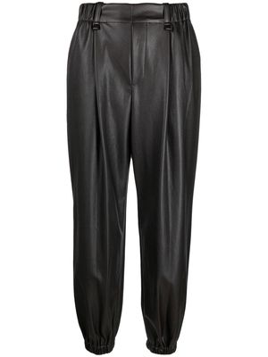 Issey Miyake faux-leather jogger pants - Brown