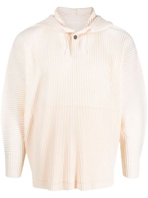 Issey Miyake fully-pleated long-sleeved hoodie - Neutrals