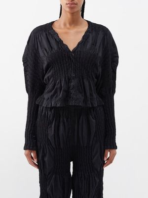 Issey Miyake - Gathered Cotton-blend Jacket - Womens - Black