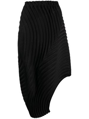 Issey Miyake high-waist pleated asymmetric skirt - Black
