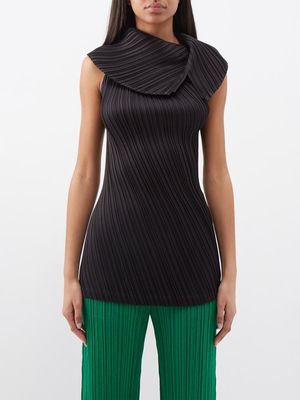 Issey Miyake - Intangible Pleats Technical-pleated Jersey Top - Womens - Black