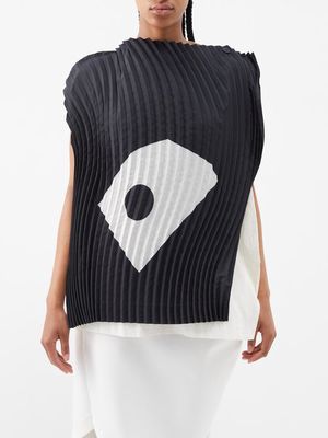 Issey Miyake - Layered Cotton And Technical-pleat Top - Womens - White Black