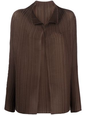 Issey Miyake long-sleeve crinkle-effect jacket - Brown