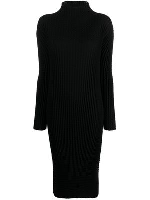 Issey Miyake long-sleeve rib-knit midi dress - 15