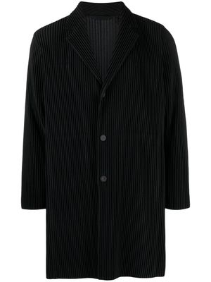 Issey Miyake Men fully-pleated plissé long coat - Black