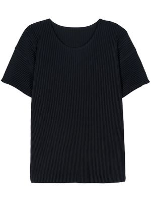 Issey Miyake Men pleated short-sleeve T-shirt - Blue