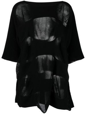 Issey Miyake oversized panelled short-sleeved jumper - Black