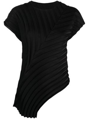 Issey Miyake pleated asymmetric sleeveless top - Black