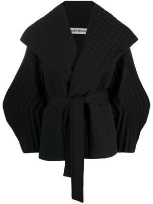 Issey Miyake Pleated Grid double-breasted coat - Black
