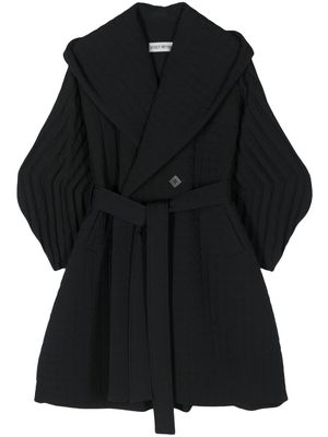 Issey Miyake Pleated Grid hooded coat - Black