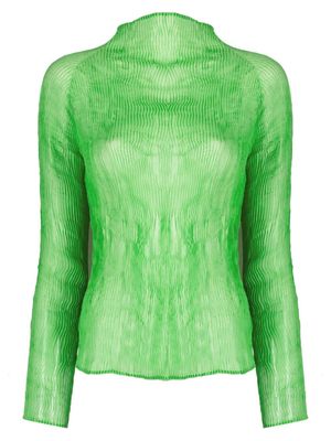 Issey Miyake pleated long-sleeve top - Green
