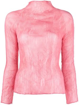Issey Miyake pleated long-sleeved top - Pink
