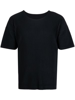Issey Miyake pleated short-sleeve T-shirt - Black
