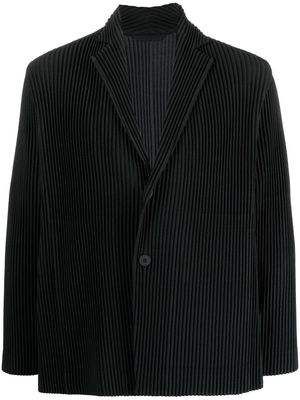 Issey Miyake pleated single-breasted button blazer - Black