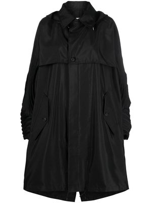 Issey Miyake pleated-sleeve rain coat - Black