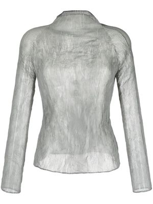Issey Miyake plissé chiffon top - Grey