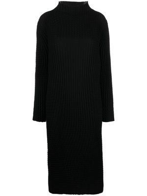 Issey Miyake plissé-detail mock-neck knitted dress - Black