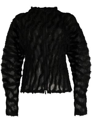 Issey Miyake plissé-effect textured top - Black