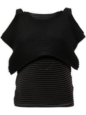 Issey Miyake plissé layered blouse - Black