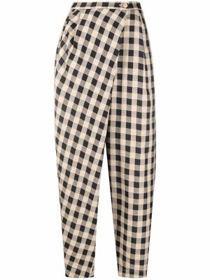 Issey Miyake Pre-Owned 1980s check-print cropped trousers - Neutrals