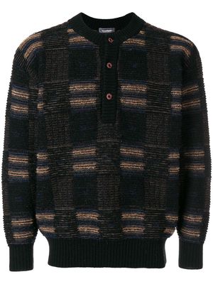 Issey Miyake Pre-Owned checked buttoned jumper - Black