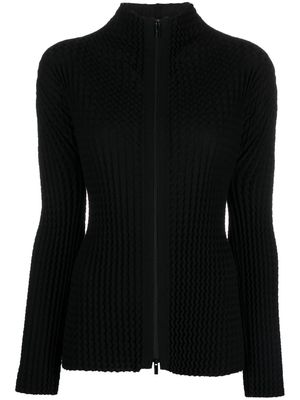 Issey Miyake ribbed-knit zip cardigan - Black