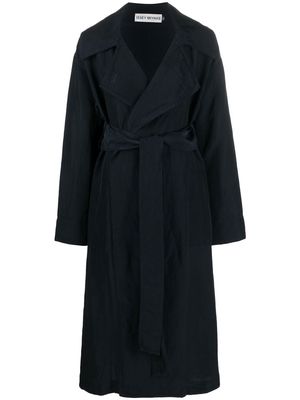 Issey Miyake single-breasted belted coat - Blue