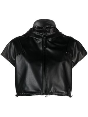 Issey Miyake Straight Seams hooded cropped jacket - Black