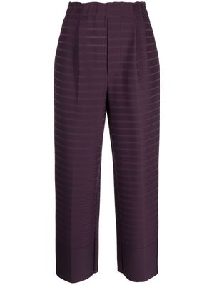 Issey Miyake striped cropped trousers - Purple