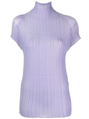 Issey Miyake textured-effect roll neck T-shirt - Purple