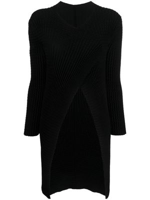 Issey Miyake waffle-knit long jumper - Black