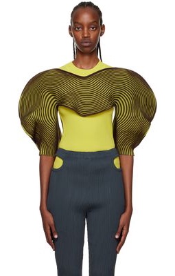 Issey Miyake Yellow & Brown Meander Blouse