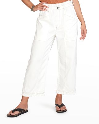 Issey Twill Wide Elastic Waist Trousers