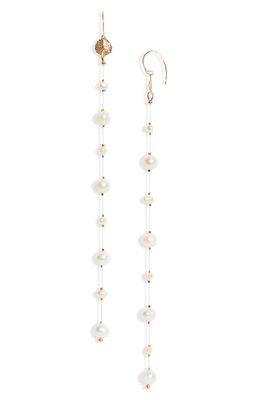 Isshi Desnuda Baroque Pearl Linear Earrings in Gold/pure Pearl