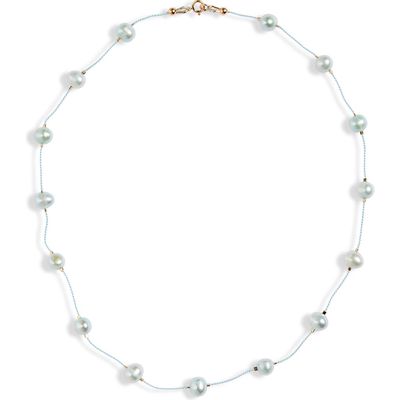 Isshi Desnuda Freshwater Pearl Station Necklace in Powder 