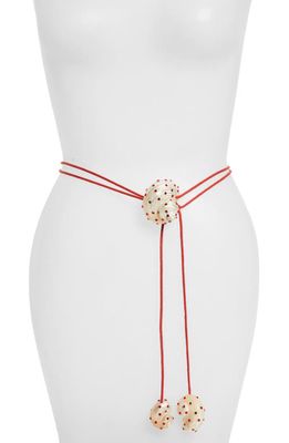 Isshi Lovers Crystal Embellished Shell Tie Belt in Ruby
